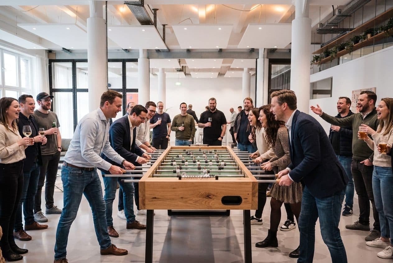 XXL-Kicker mit acht Spielern bei einem Teamevent in der Eventlocation REST2RENT Hamburg